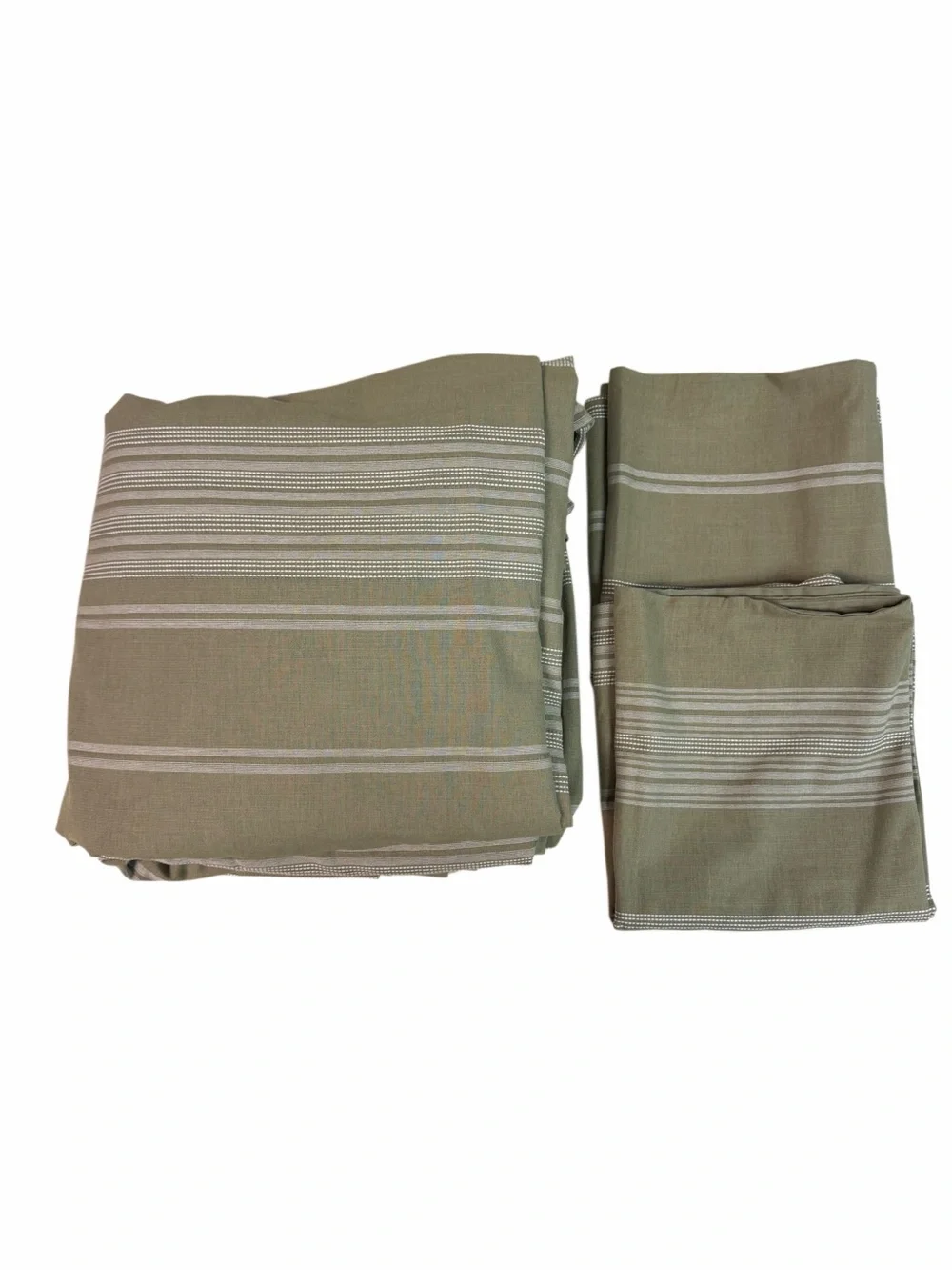 Threshold Cotton Woven Stripe Duvet Cover Set Moss Green White Size King